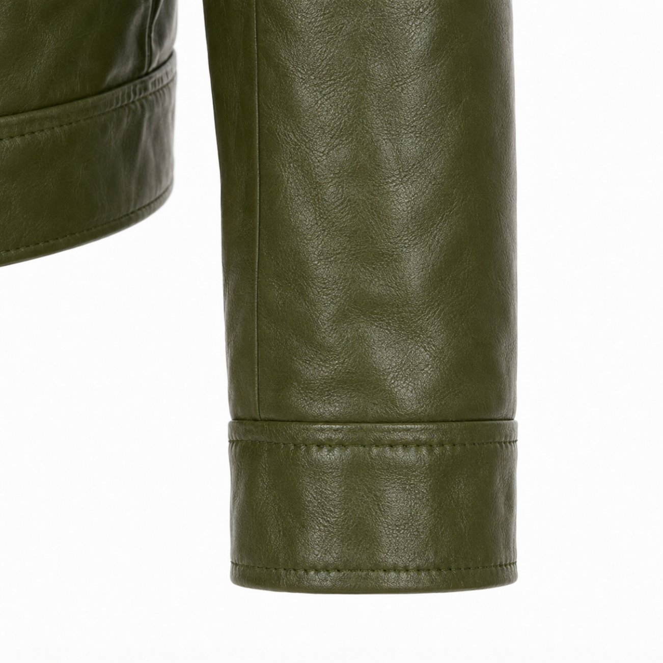 Men’s Olive Green Leather Trucker Jacket, Handmade Button-Up Jacket, Made-to-Order Custom Fit