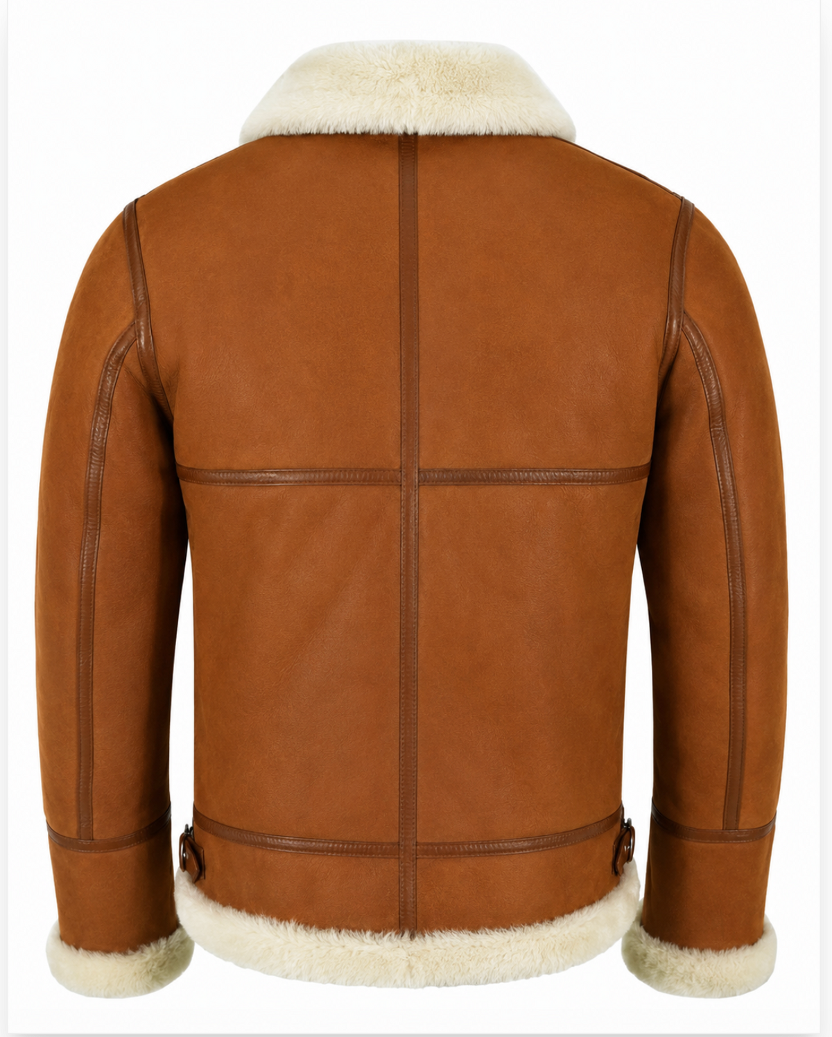 Mens B3 Shearling Sheepskin Leather Jacket Tan White Fur Bomber Flying RAF NV-65